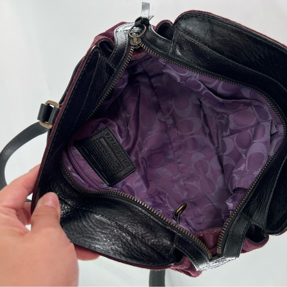 Coach Hamilton Burgundy Suede Leather Tote Bag Satchel Style 7474 Excellent - Picture 11 of 16